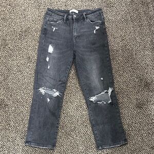 Vervet Distressed gray straight ankle jeans